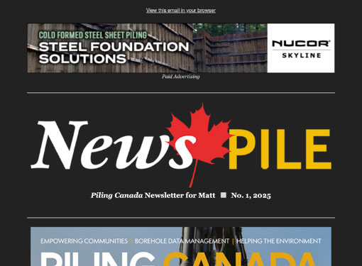 Piling Canada's News Pile eNewsletter